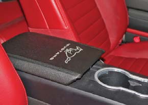 arm-rest-cover-running-pony-logo-install